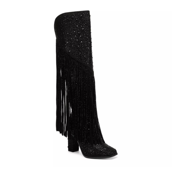 Jessica Simpson Black Over the Knee Fringe Boots (Worn Twice) - Picture 1 of 2